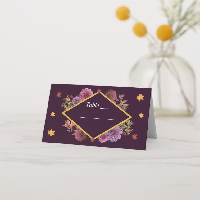 Carte De Placement Romantique Automne Dahlia Mariage (Devant)
