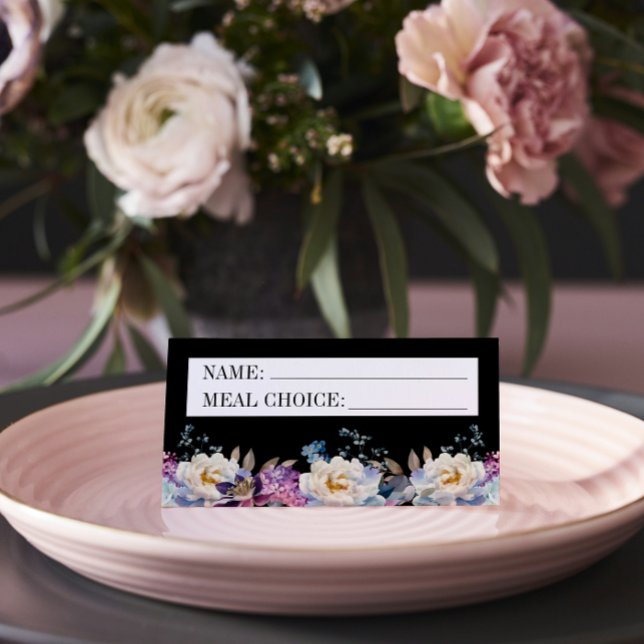 Carte De Placement Romantique Floral Moody Dark Meal Choice Mariage (Créateur téléchargé)