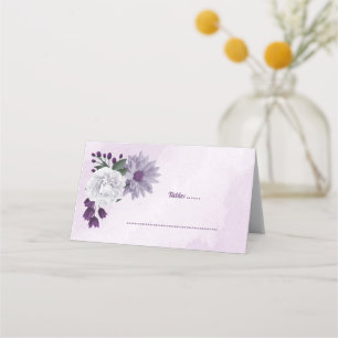 Carte De Placement Romantique violet & blanc fleuri vert