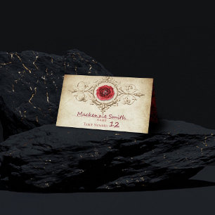 Carte De Placement Rose à bijoux   Vintage Crimson Red Gem Grunge