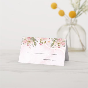 Carte De Placement Rose aquarelle florale   Marbre rose 