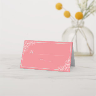 Carte De Placement Rose Blanc Floral Numéro de table Nom du siège Lie