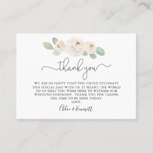 Carte De Placement Rose blanche Merci Mariage Botanique