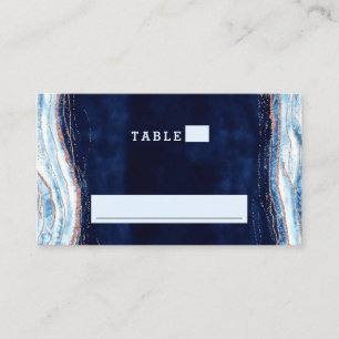 Carte De Placement Rose bleu Sapphire Gold Geode Mariage Numéro de ta