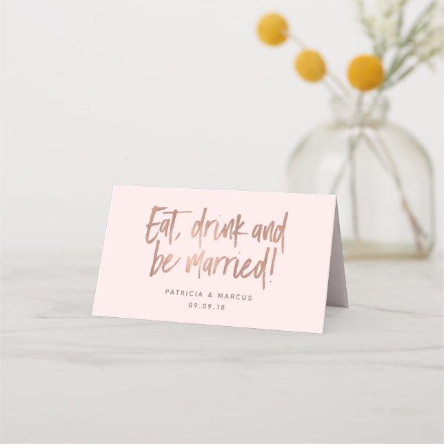 Carte De Placement Rose de brosse moderne Gold Mariage (Devant)