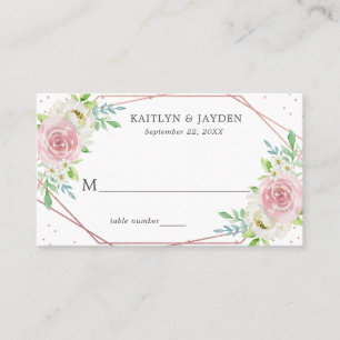 Carte De Placement Rose géométrique chic Gold Foil Mariage floral