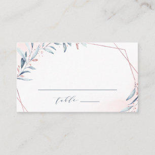 Carte De Placement Rose Gold Dusty Blue Greenery Mariage géométrique