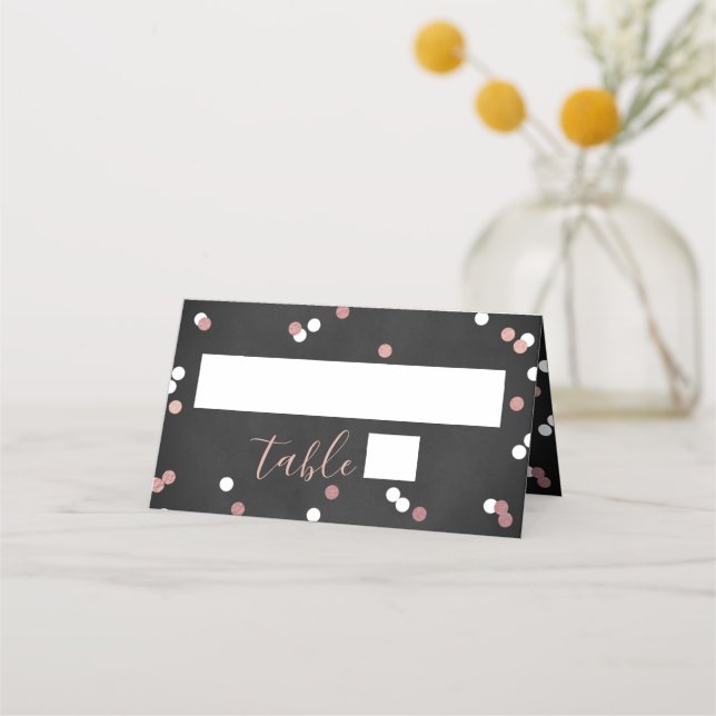 Carte De Placement Rose Gold Foil Confetti Fête de Mariage (Devant)