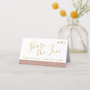 Carte De Placement Rose Gold Parties scintillant Hashtag Social Mini 