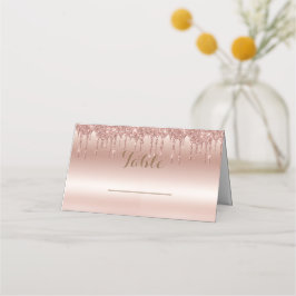 Carte De Placement Rose Gold qui coule Paillettes Métallic Shine
