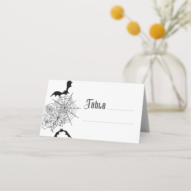 Carte De Placement Rose gothique Bat Spiderweb Mariage (Devant)