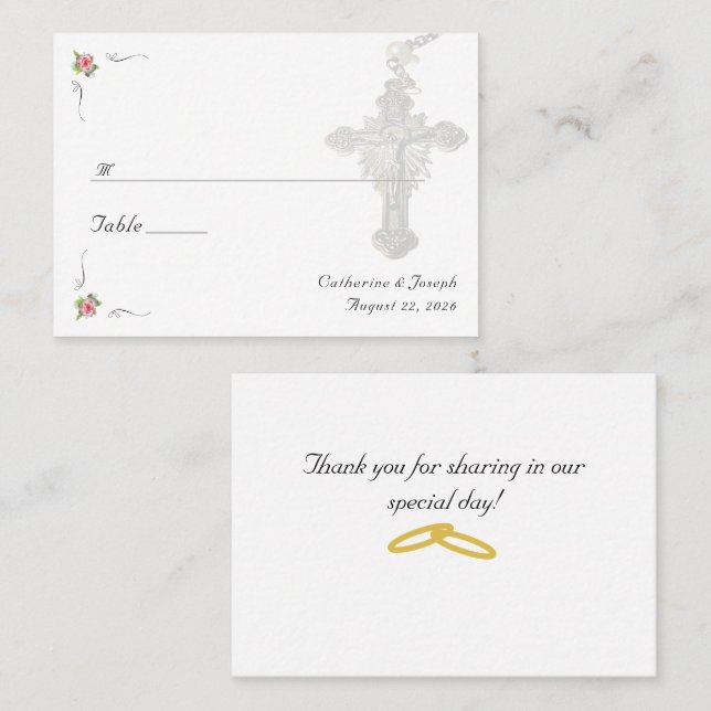 Carte De Placement Rose nuptial (Devant / Derrière)