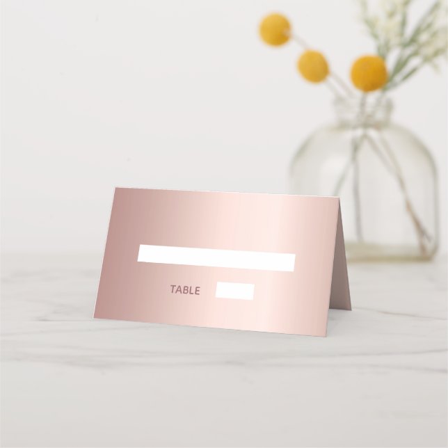 Carte De Placement Rose or métal élégant mariage carte place (Devant)