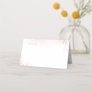 Carte De Placement Rose or simple crête botanique monogramme mariage