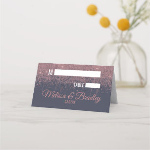 Carte De Placement Rose Parties scintillant or éclabousser Marine Blu