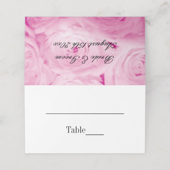 Carte De Placement Rose rose personnalisée table de mariage (Extérieur déplié)
