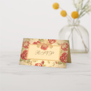 Carte De Placement Rose rouge, crème, bronze antique floral