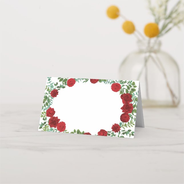 Carte De Placement Rose rouge Mariage élégant classique (Devant)
