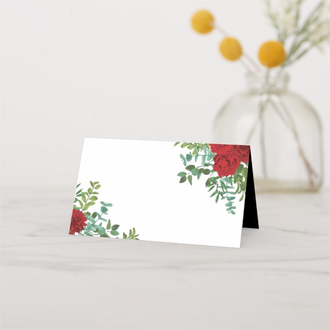 Carte De Placement Rose rouge noir Mariage gothique foncé (Devant)