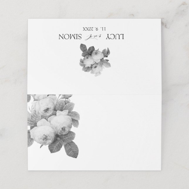 Carte De Placement Rose vintage (Extérieur déplié)