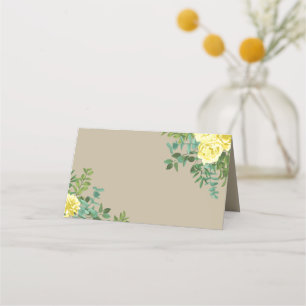 Carte De Placement Rose Vintage Jaune Mariage élégant