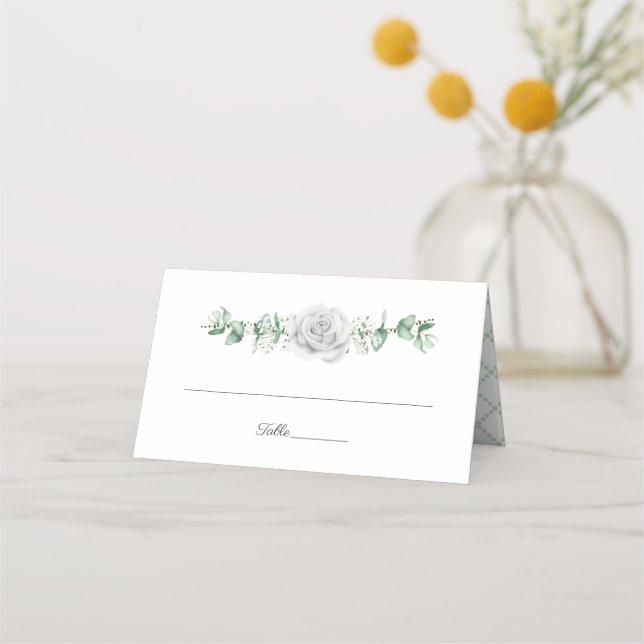 Carte De Placement Roses blanches Eucalyptus Baby's Breath Place Cart (Devant)