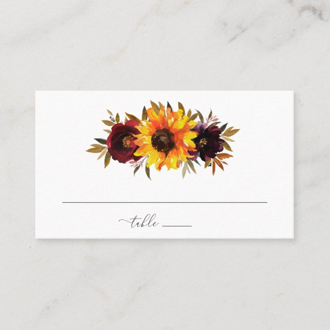 Carte De Placement Roses de tournesol Rouge pourpre Automne Russe Mar (Devant)