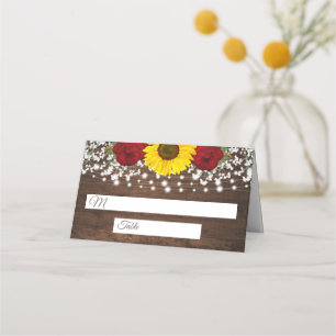 Carte De Placement Roses de tournesols rustiques et Mariage de lumièr