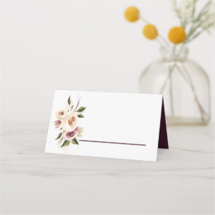 Carte De Placement Roses Élégantes Douces Cadre Crème Bourgogne