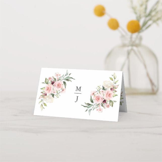 Carte De Placement Roses roses romantiques Dusty Rose Mariage Place C (Devant)