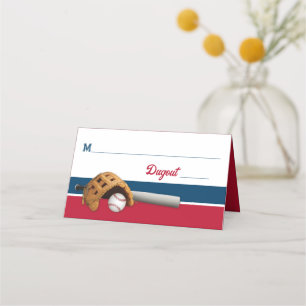 Carte De Placement Rouge, Blanc, Navy Baseball Bar Mitzvah