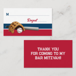 Carte De Placement Rouge, Blanc, Navy Baseball Bar Mitzvah