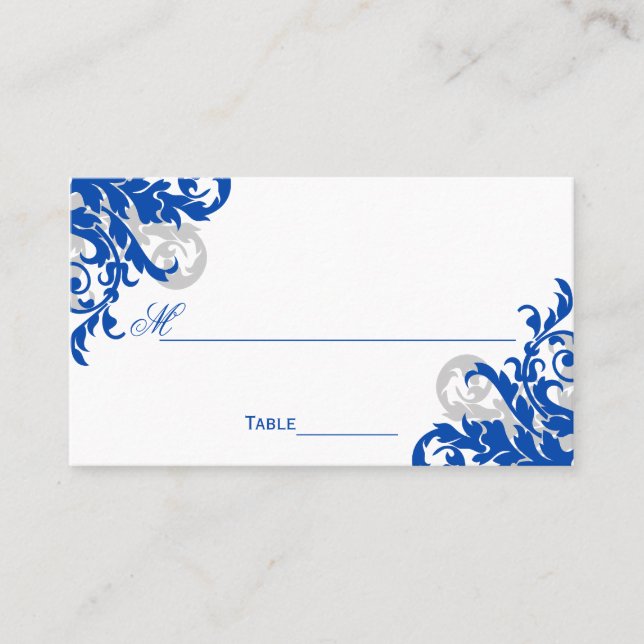 Carte De Placement Royal Blue et Argent Flourdissant (Devant)