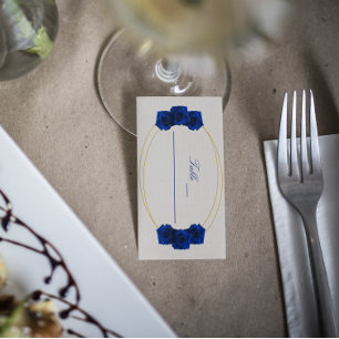 Carte De Placement Royal Blue et Gold Geometry Quinceañera