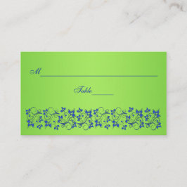 Carte De Placement Royal Blue, Lime Green Floral Place Card