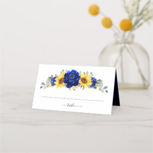 Carte De Placement Royal Blue Rustic Tournesol Moderne Floral Mariage