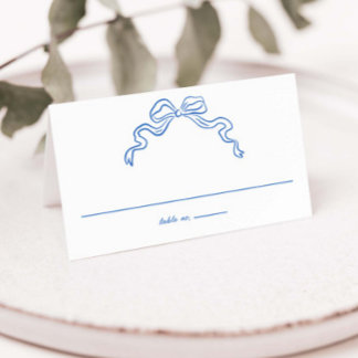 Carte De Placement Ruban de nœud élégant Mariage gribouillis dessinés