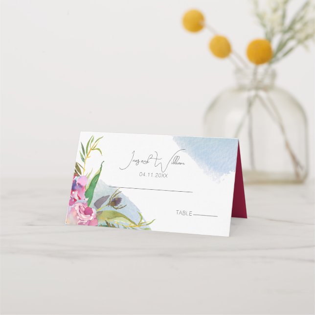 Carte De Placement Ruby Floral Peonies Mariage Place Card (Devant)