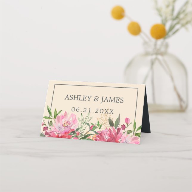 Carte De Placement Ruby Pink Peony Floral Mariage botanique (Devant)