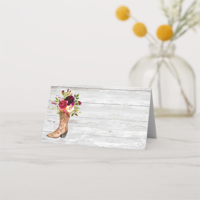 Carte De Placement Russe Boho Country Western Marsala Bourgogne Boot (Devant)