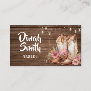 Carte De Placement Russe Country Boots Cowgirl Floral Anniversaire
