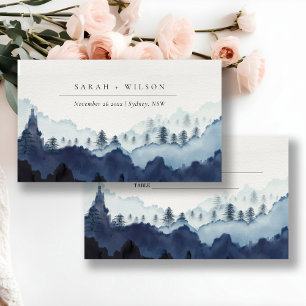 Carte De Placement Russe Encre bleu marine Pine Woods Mariage de mont