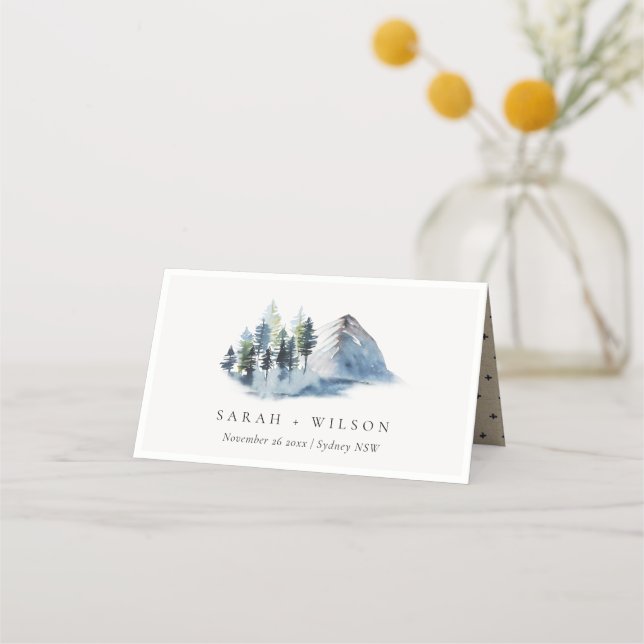 Carte De Placement Russe Green Blue Pine Woods Mariage de montagne (Devant)