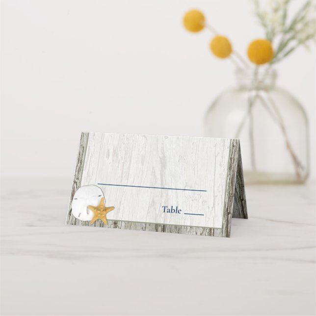 Carte De Placement Rustic Beach Driftwood Sand Mariage Dollar (Devant)
