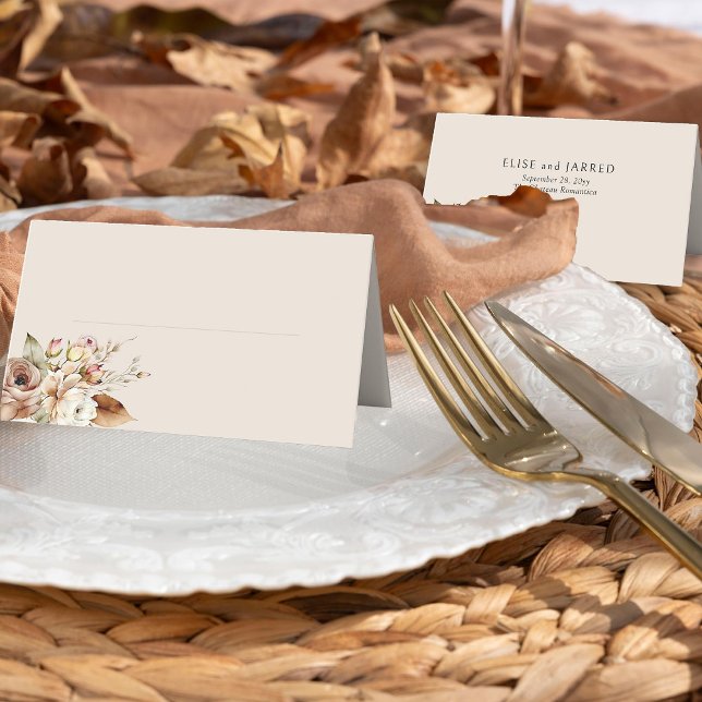 Carte De Placement Rustic Country Brown Floral Mariage (Wedding table place cards from Rustic Floral Brown Neutral Wedding Collection by Darling & May)