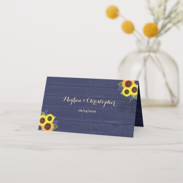 Carte De Placement Rustic Country Marine Mariage de fleurs de tournes (Devant)