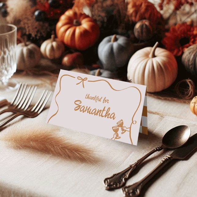 Carte De Placement Rustic Fall Friendsgiving Dinner Table Place Cards (Créateur téléchargé)