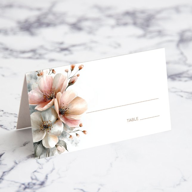 Carte De Placement Rustic Pink Floral Wedding Place Card (Créateur téléchargé)