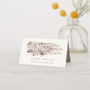 Carte De Placement Rustic Rust Brown Winery Mariage de croquis de mon