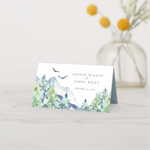 Carte De Placement Rustic Watercolor Mountains Mariage